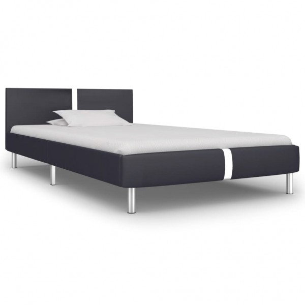 Estructura de cama de cuero sintético negro 90x200 cm