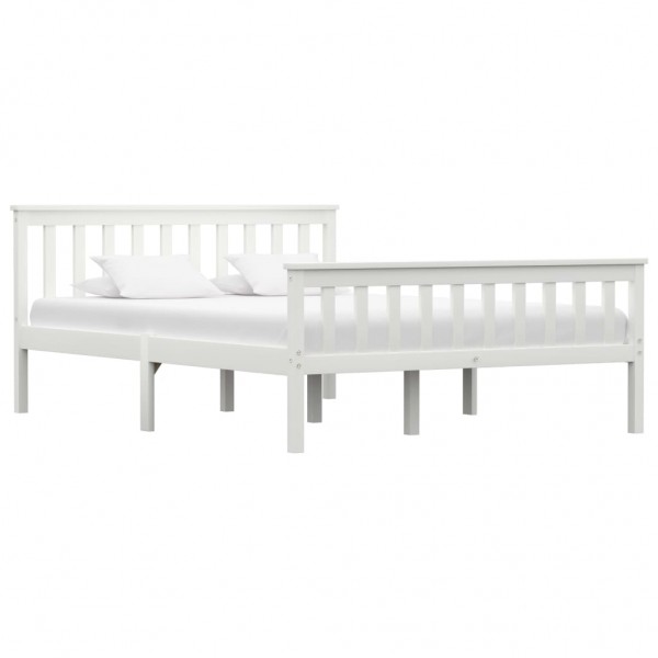 Estructura de cama de madera de pino maciza blanca 140x200 cm