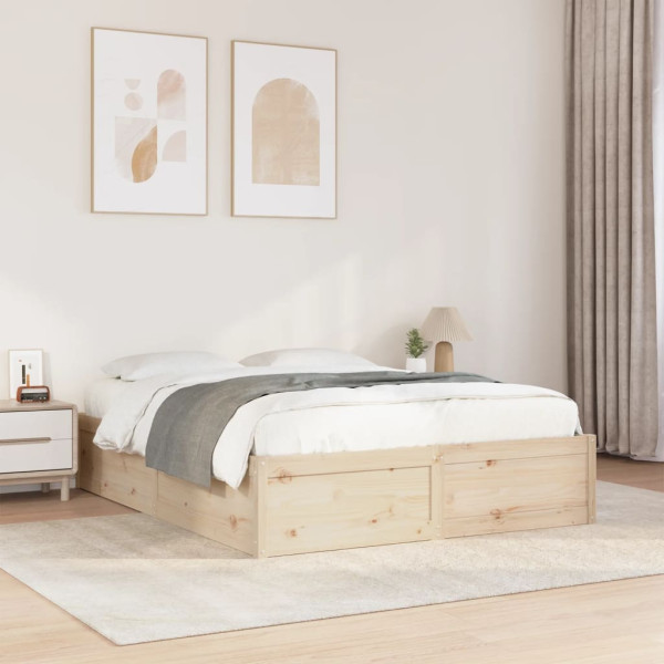 Estructura de cama de madera maciza de pino 140x190 cm