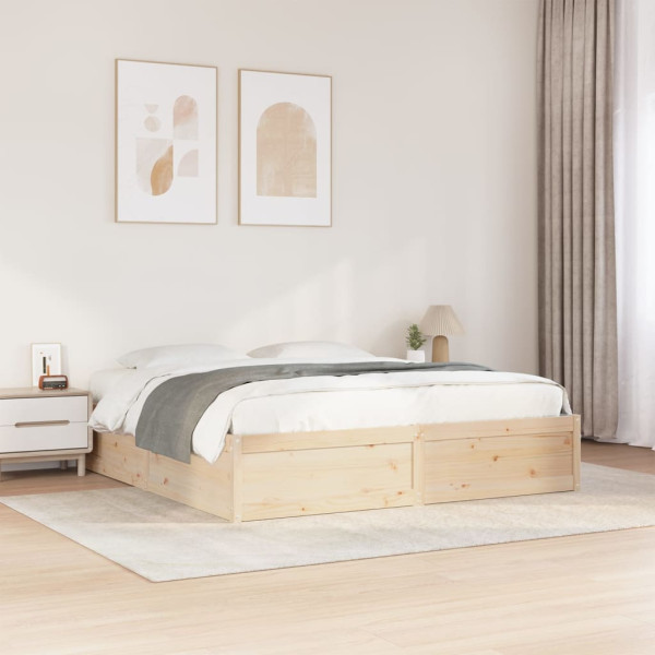 Estructura de cama de madera maciza de pino 200x200 cm