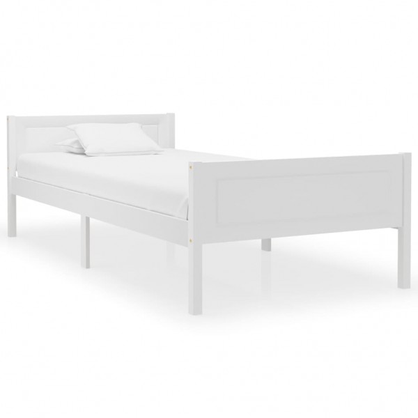 Estructura de cama de madera maciza de pino blanca 100x200 cm