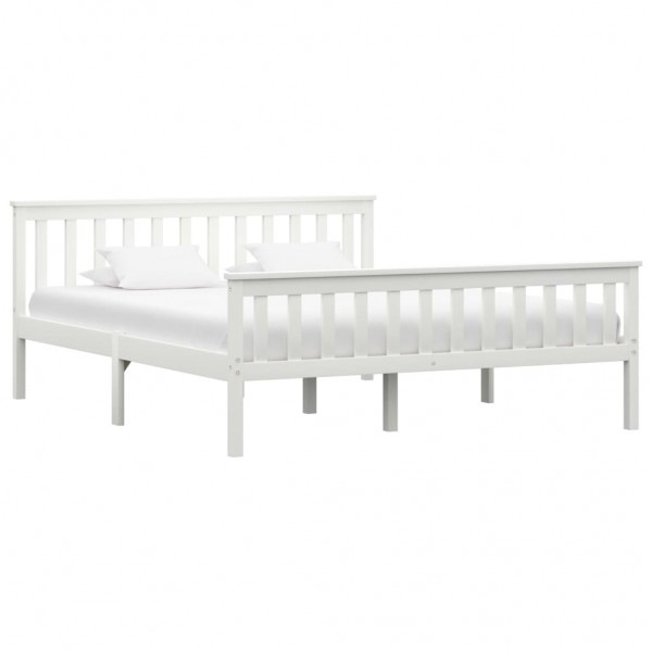 Estructura de cama de madera maciza de pino blanca 160x200 cm
