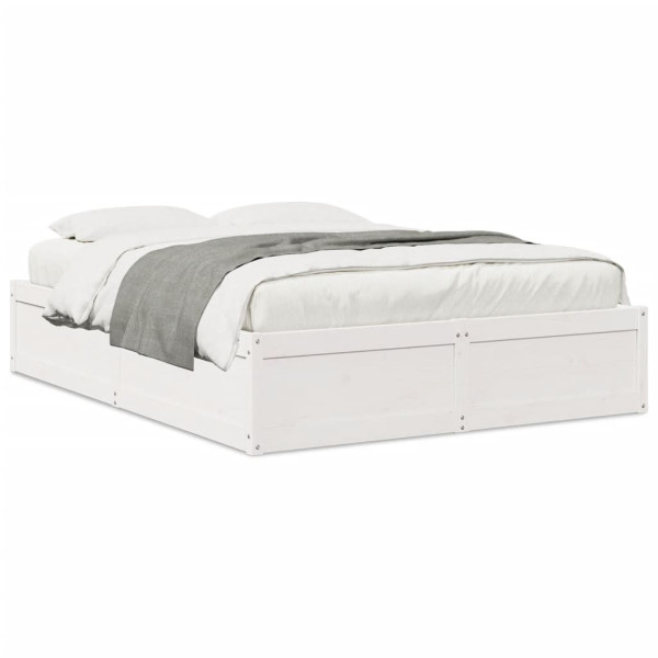 Estructura de cama de madera maciza de pino blanco 140x190 cm