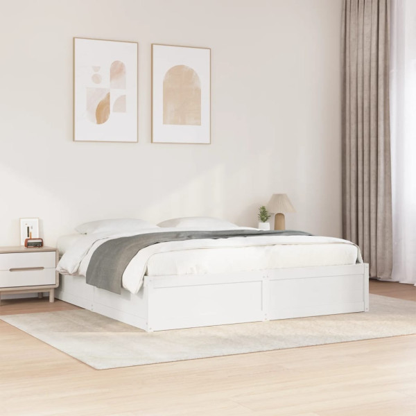 Estructura de cama de madera maciza de pino blanco 200x200 cm