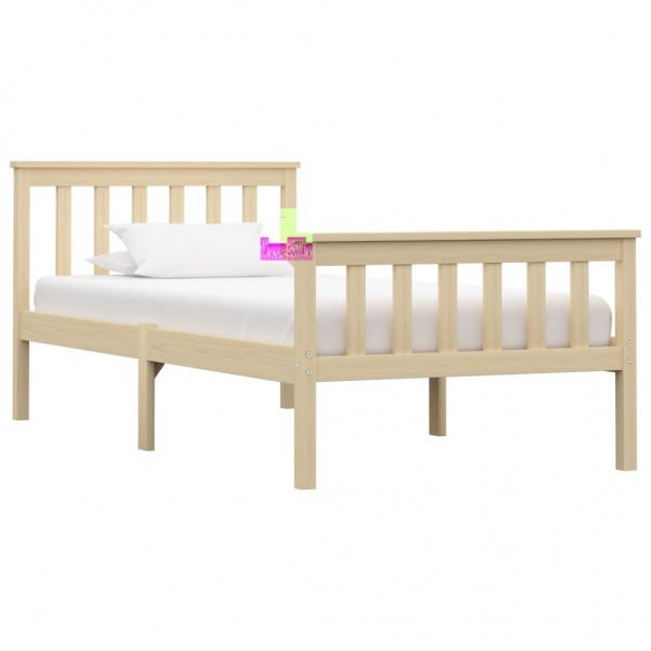 Estructura de cama de madera maciza de pino clara 100x200 cm