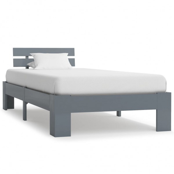 Estructura de cama de madera maciza de pino gris 90x200 cm