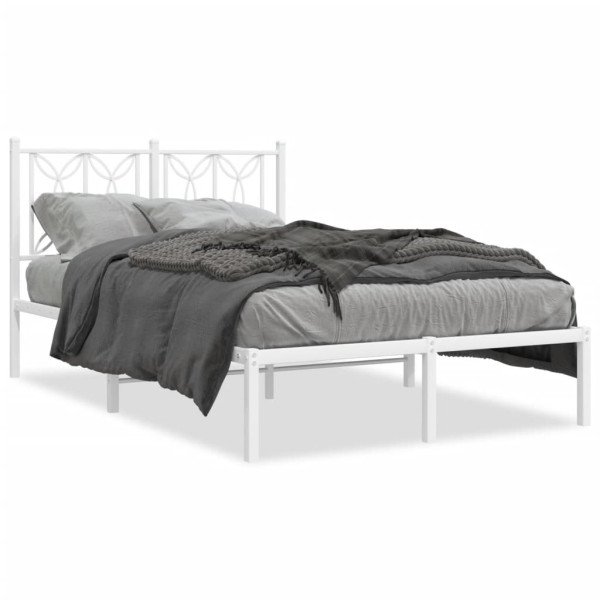 Estructura de cama de metal con cabecero blanca 120x190 cm
