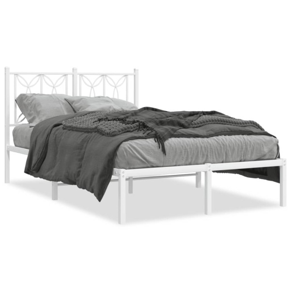Estructura de cama de metal con cabecero blanca 120x200 cm