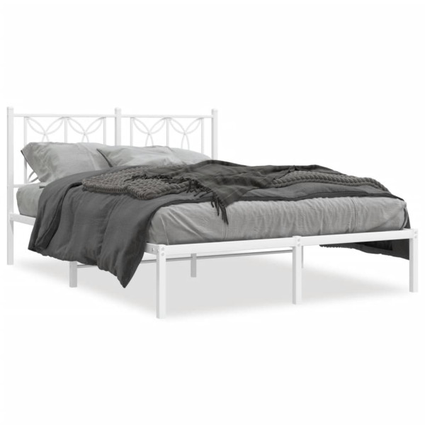 Estructura de cama de metal con cabecero blanca 135x190 cm