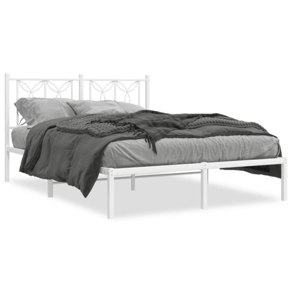Estructura de cama de metal con cabecero blanca 140x190 cm