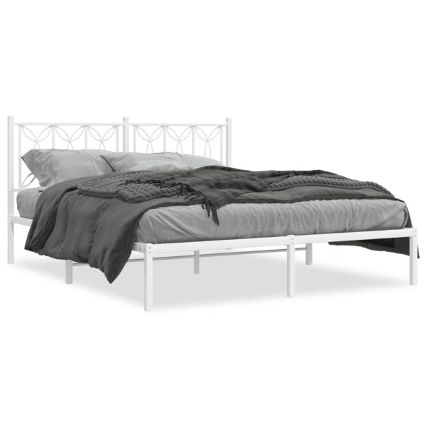 Estructura de cama de metal con cabecero blanca 150x200 cm