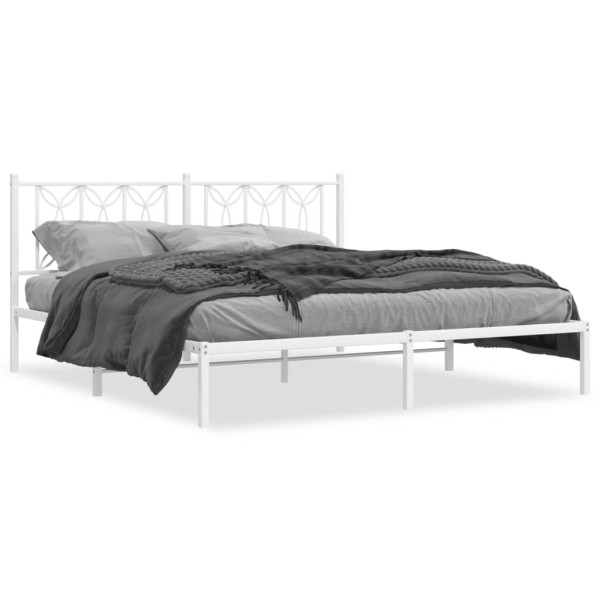 Estructura de cama de metal con cabecero blanco 180x200 cm