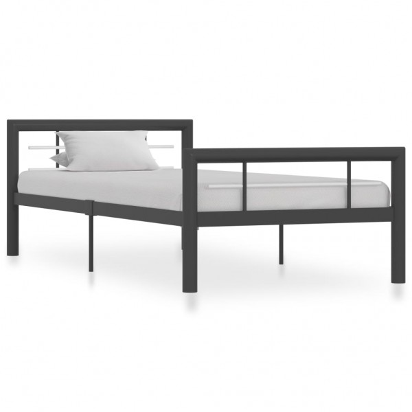 Estructura de cama de metal gris y blanco 100x200 cm
