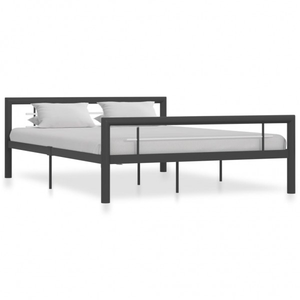 Estructura de cama de metal gris y blanco 120x200 cm