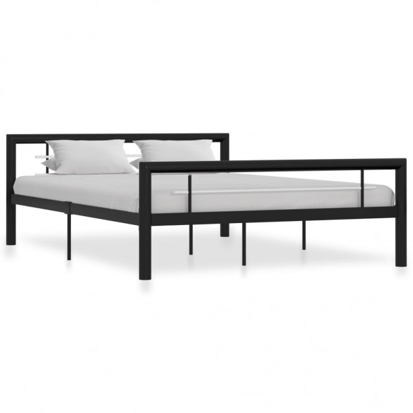 Estructura de cama de metal negro y blanco 140x200 cm