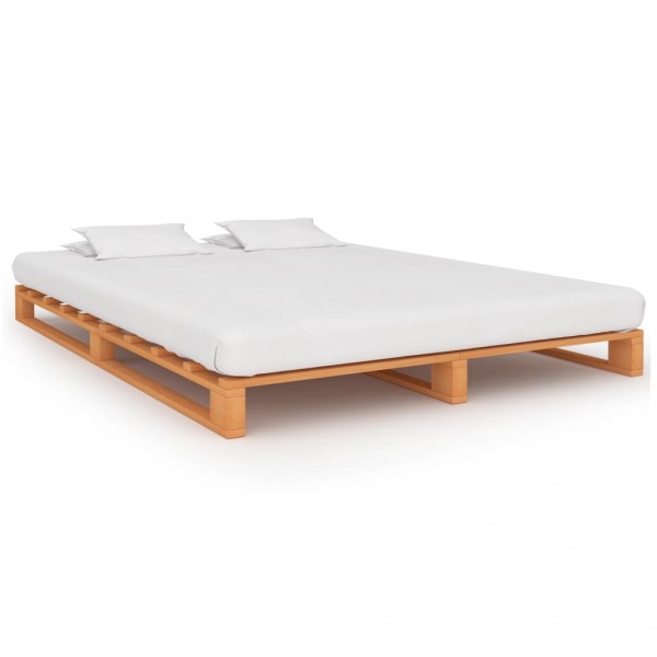 Estructura de cama de palés madera maciza pino marrón 120x200cm