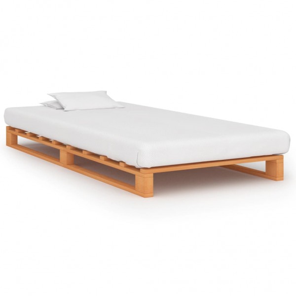 Estructura de cama de palets madera maciza pino marrón 90x200cm