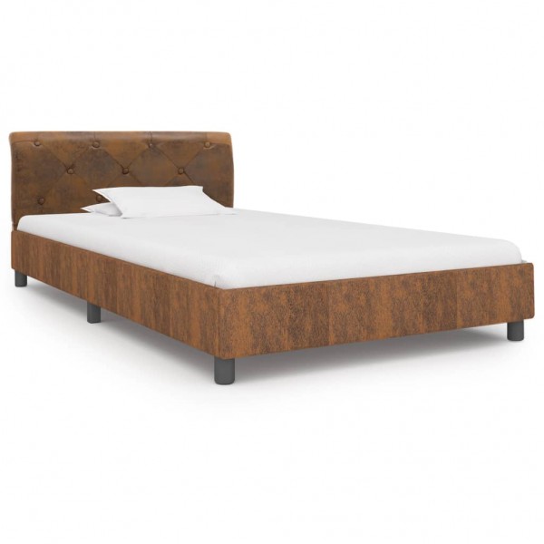 Estructura de cama de piel de ante artificial marrón 100x200 cm