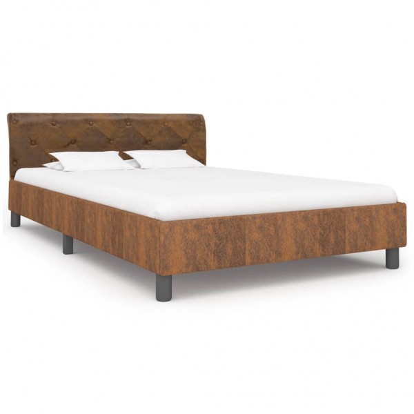 Estructura de cama de piel de ante artificial marrón 120x200 cm