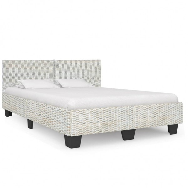 Estructura de cama de ratán natural gris 140x200 cm
