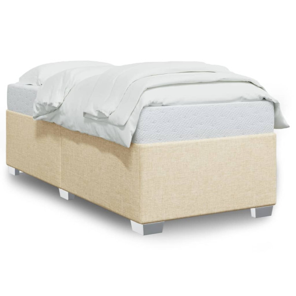 Estructura de cama de tela color crema 90x200 cm