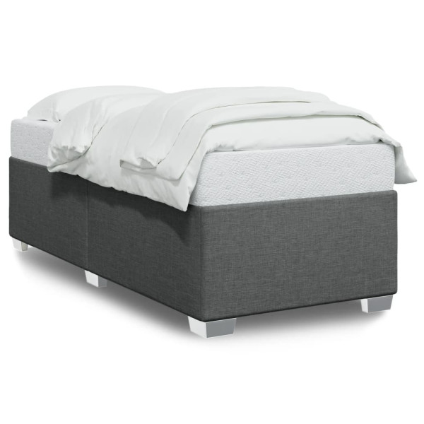 Estructura de cama de tela gris oscuro 90x190 cm