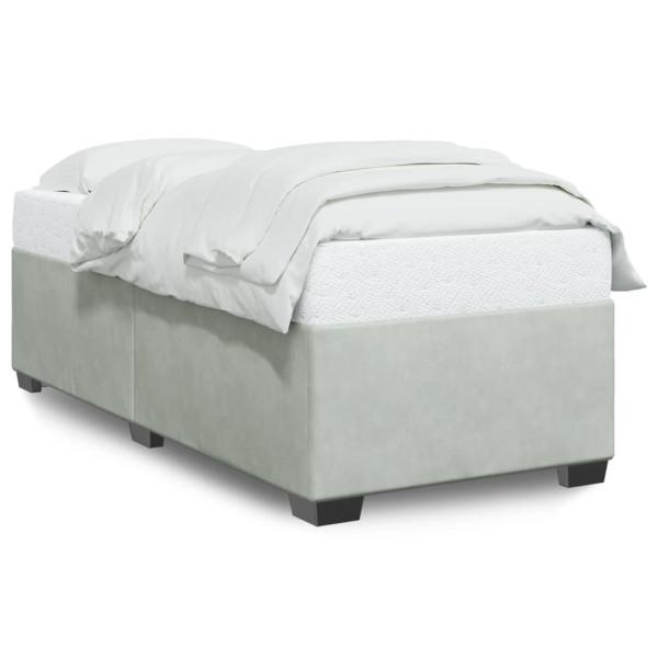 Estructura de cama de terciopelo gris claro 90x200 cm