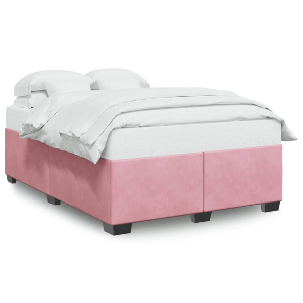 Estructura de cama de terciopelo rosa 140x190 cm
