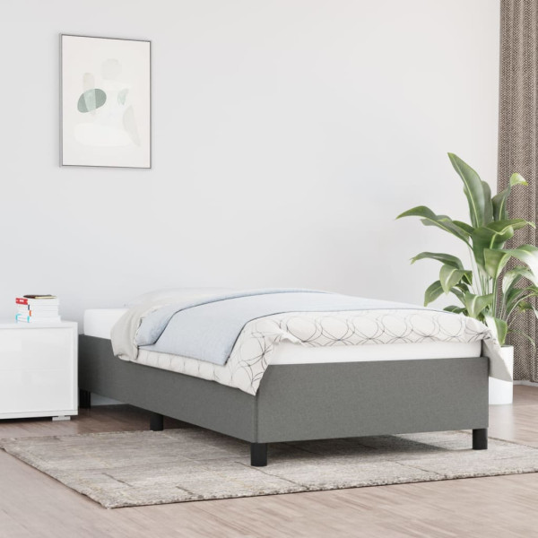 Estructura de cama individual de tela gris oscuro 90x190 cm