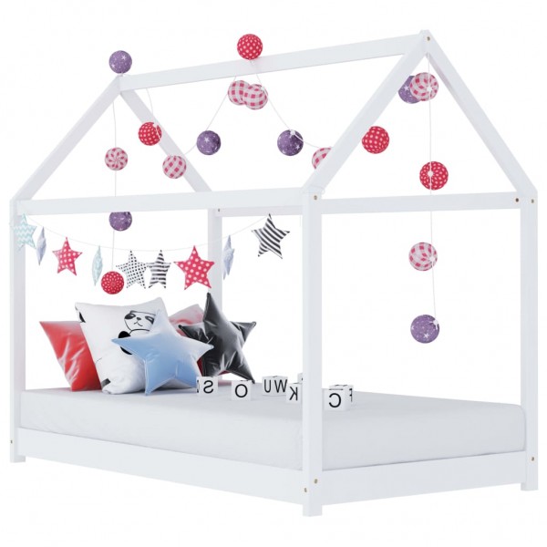Estructura de cama infantil madera maciza pino blanco 80x160 cm