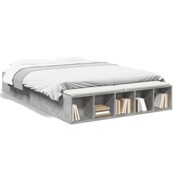 Estructura de cama madera de ingeniería gris hormigón 140x200cm