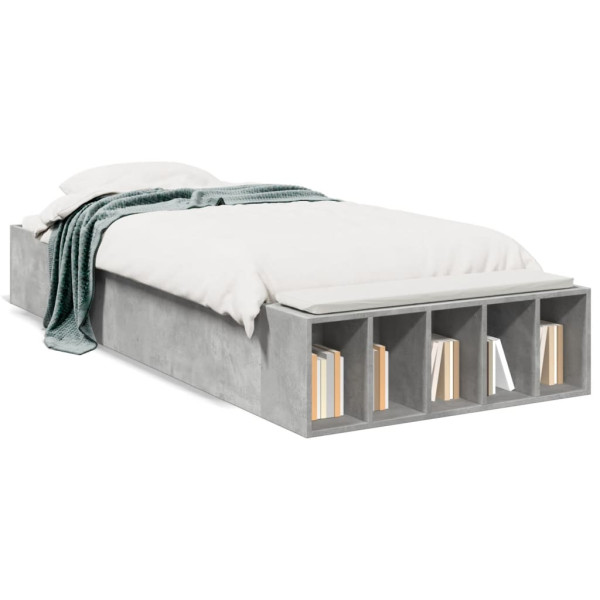 Estructura de cama madera de ingeniería gris hormigón 90x190 cm