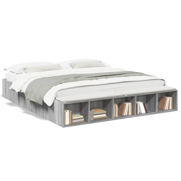 Estructura de cama madera de ingeniería gris Sonoma 200x200 cm