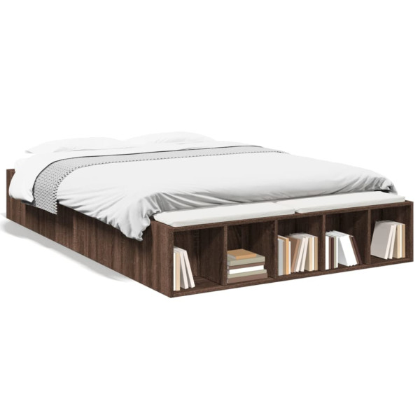 Estructura de cama madera de ingeniería marrón roble 120x200 cm
