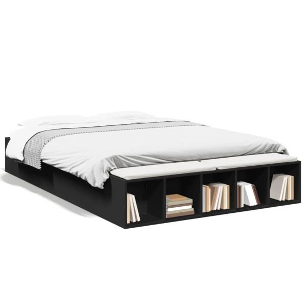 Estructura de cama madera de ingeniería negra 150x200 cm