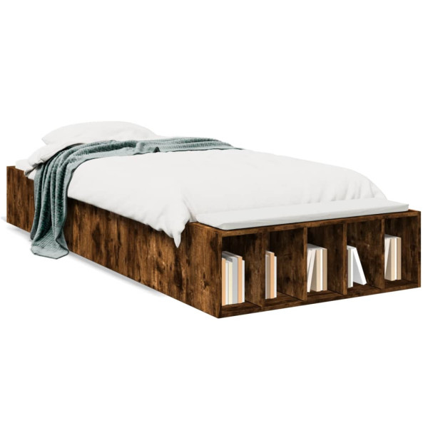 Estructura de cama madera de ingeniería roble humo 100x200 cm