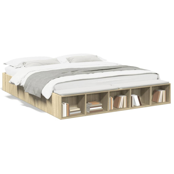 Estructura de cama madera de ingeniería roble Sonoma 200x200 cm