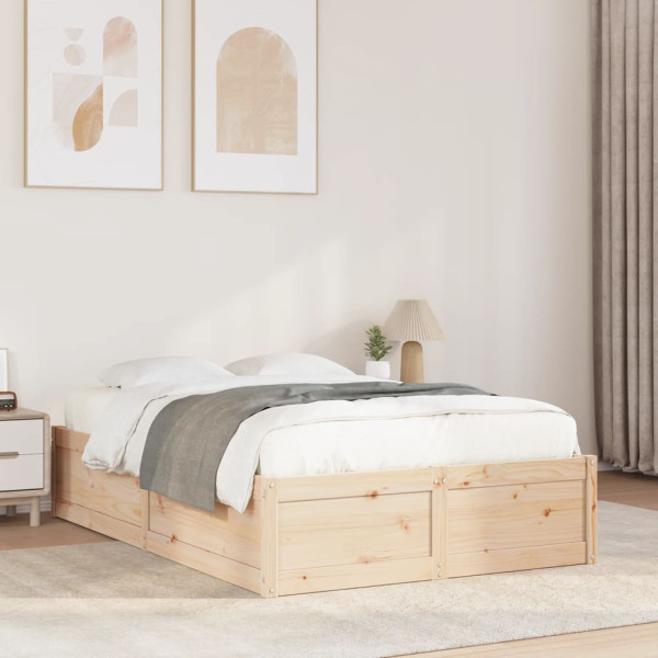 Estructura de cama madera maciza de pino 135x190 cm