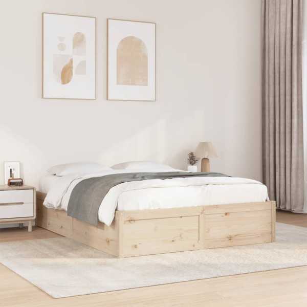 Estructura de cama madera maciza de pino 150x200 cm