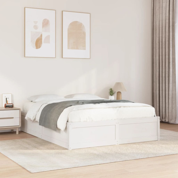 Estructura de cama madera maciza de pino blanco 140x200 cm