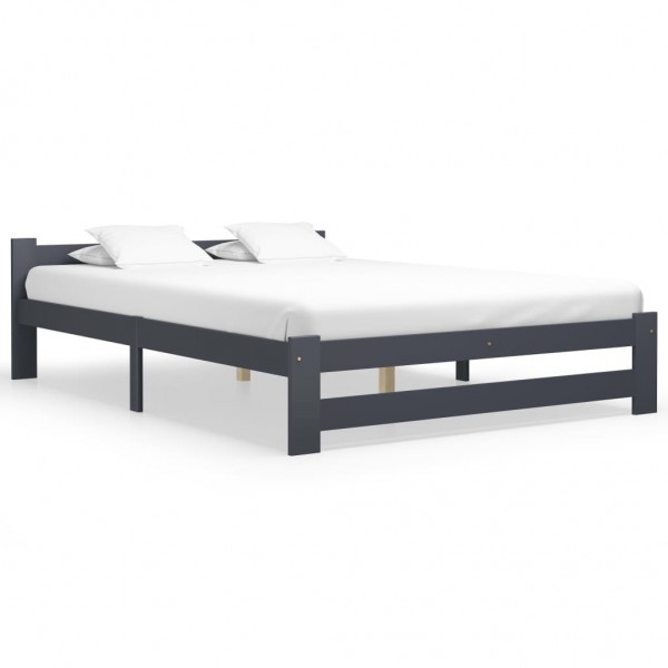 Estructura de cama madera maciza de pino gris oscuro 140x200 cm
