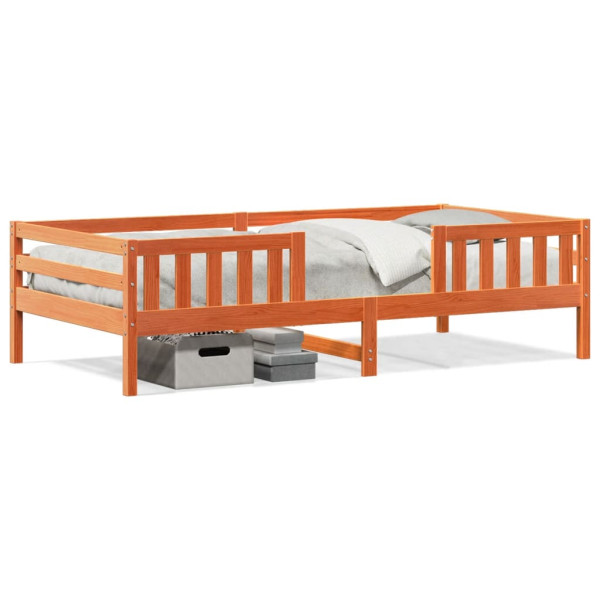 Estructura de cama madera maciza de pino marrón cera 80x200 cm