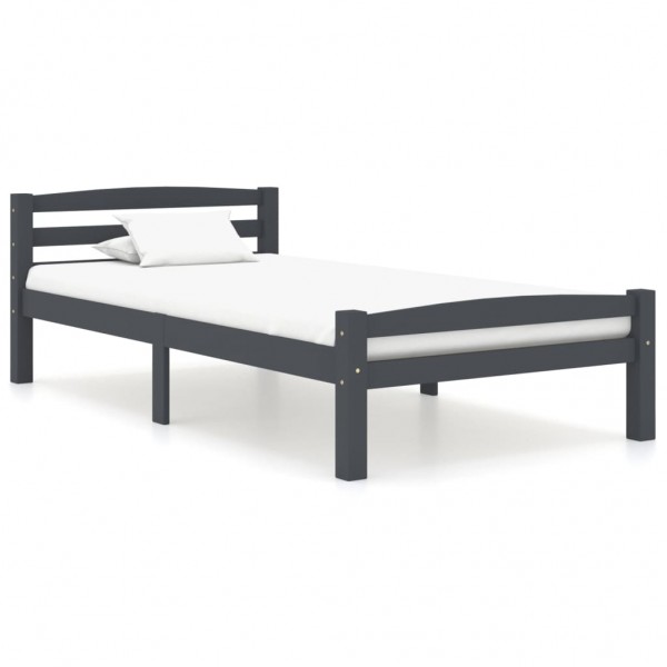 Estructura de cama madera maciza pino gris oscuro 100x200 cm