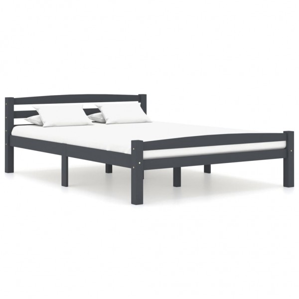 Estructura de cama madera maciza pino gris oscuro 140x200 cm