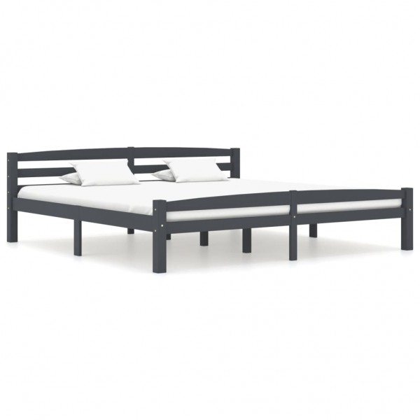 Estructura de cama madera maciza pino gris oscuro 180x200 cm