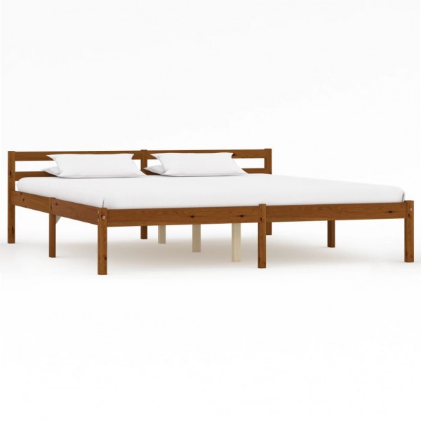 Estructura de cama madera maciza pino marrón miel 160x200 cm
