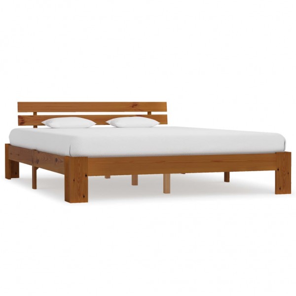 Estructura de cama madera maciza pino marrón miel 180x200 cm