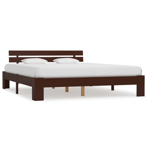Estructura de cama madera maciza pino marrón oscuro 180x200 cm