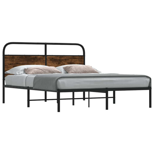 Estructura de cama sin colchón 140x190 cm madera roble ahumado