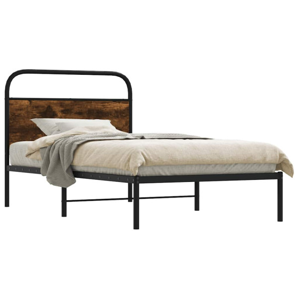 Estructura de cama sin colchón 90x200 cm madera roble ahumado